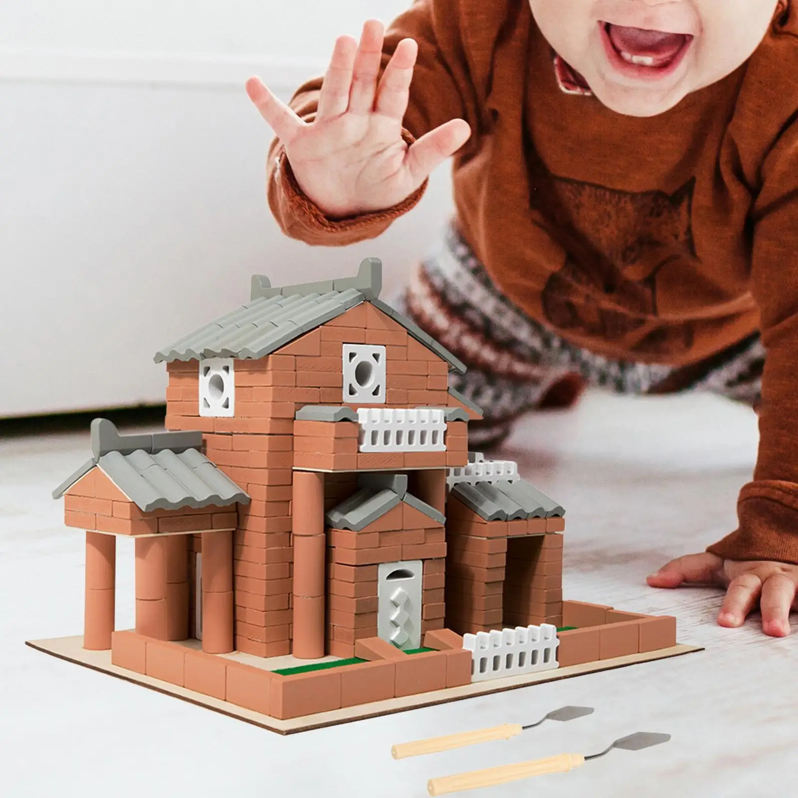 DIY bouwstenen huis 3D houten puzzel speelgoed met cement Unieke constructie bouwstenen voor interactie van ouders en kinderen