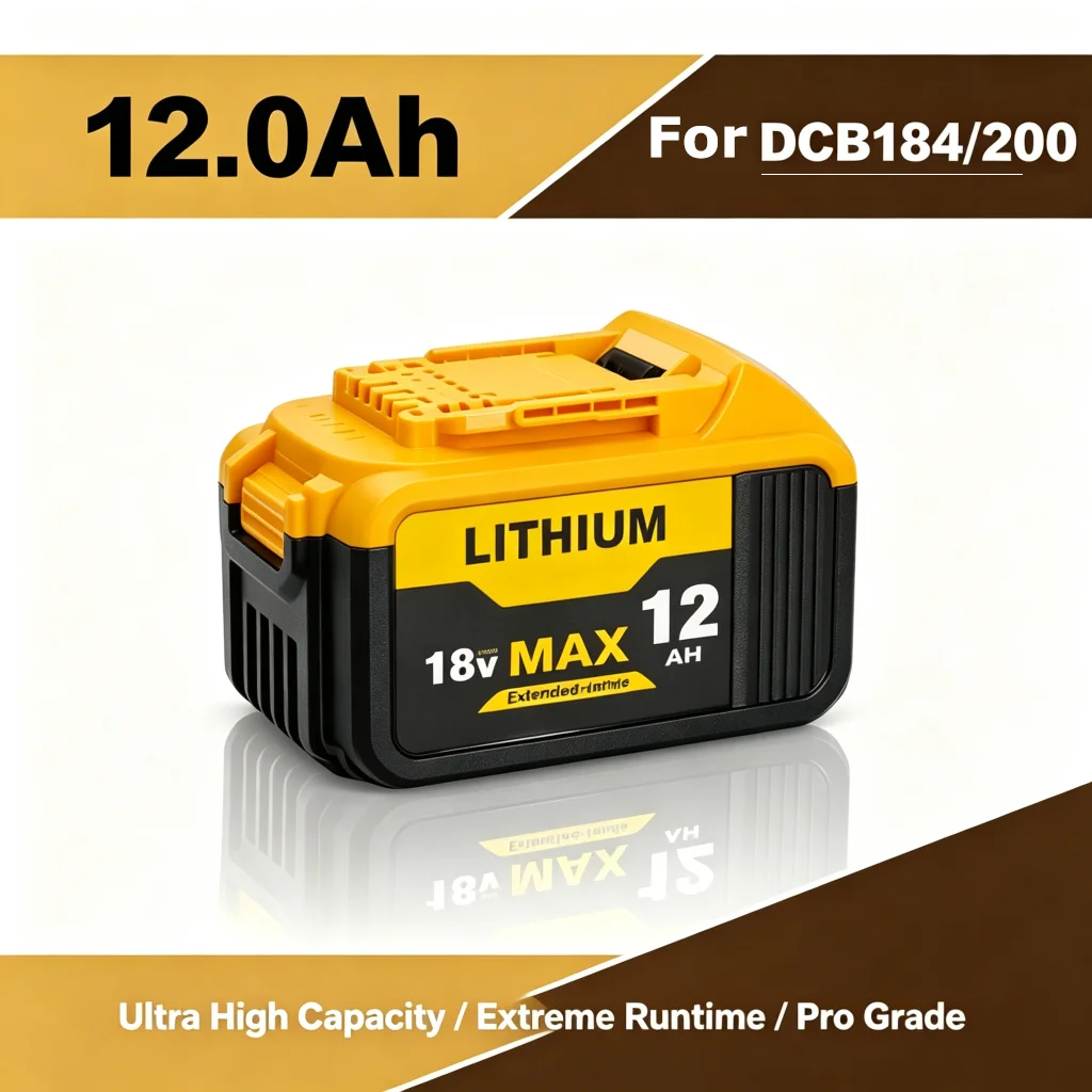 Nuova batteria al litio 100% compatibile con Dewalt DCB184 18V 20V MAX 12.0Ah 8.0Ah, ricambio per batterie DCB200 DCB201 203 204 205 206 DCB180 181 182, caricabatterie per utensili elettrici, trapano,
