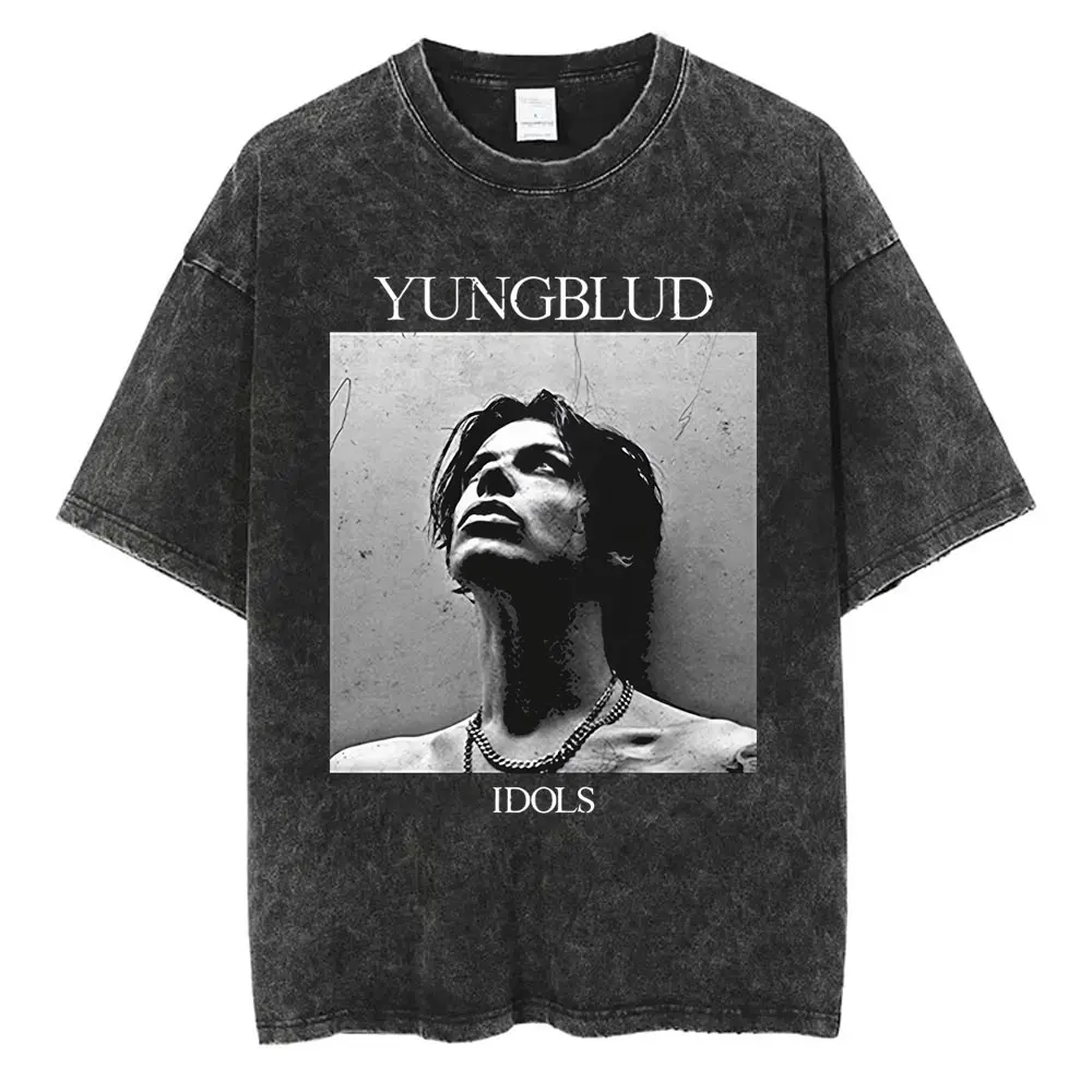 

Washed Vintage Rocker Yungblud IDOLS Album Tour 2025 T-shirts Men Women Clothing Hip Hop Rock Oversized Short Sleeve T Shirts