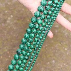 4/6/8/10/12mm Grade A Malachite Loose Beads For Jewelry Making Green Smooth DIY Bracelet Necklace Earring Beaded Bag Wholesale