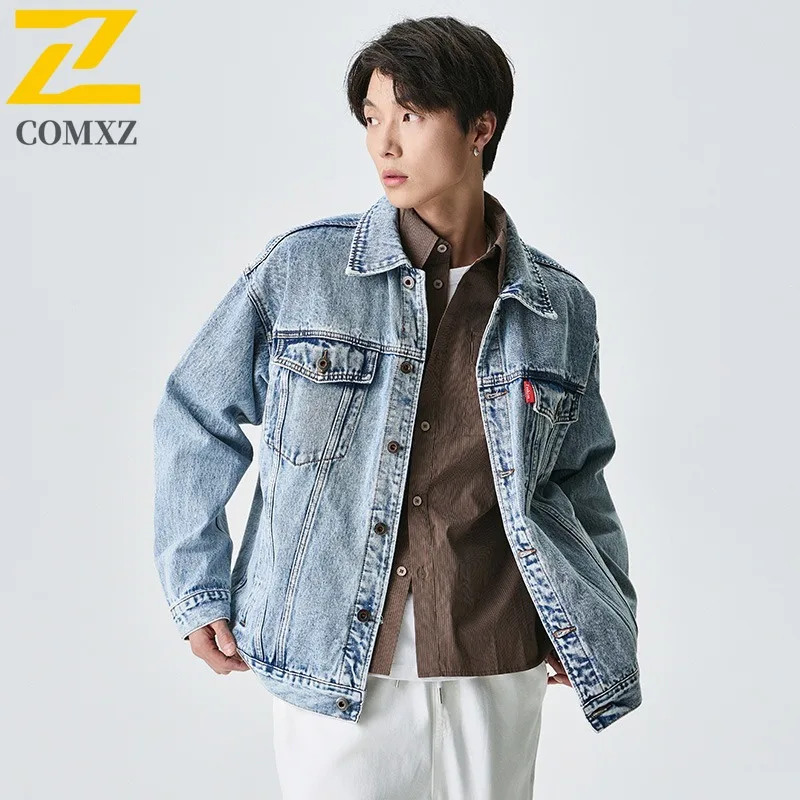 

COMXZ 2025 New Spring Autumn Casual All-Match Thin Sports American style Vintage Coat Men Handsome High Street Leisure Jacket