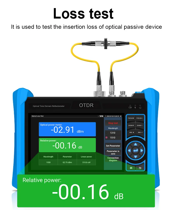 شاشة 5.4 بوصة IPS تعمل باللمس بدقة 1920*1152 OTDR & 8K جهاز اختبار CCTV اختبار الألياف المدمج اختبار الكاميرا واختبار الكابلات