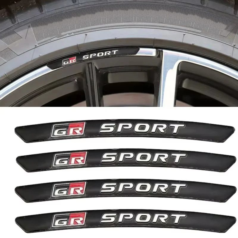 

4Pcs Aluminium GR Sport Logo Wheel Rim Stickers Emblem Badge For Toyota Gazoo Racing YARiS Corolla RAV4 C-HR Camry Supra Prado