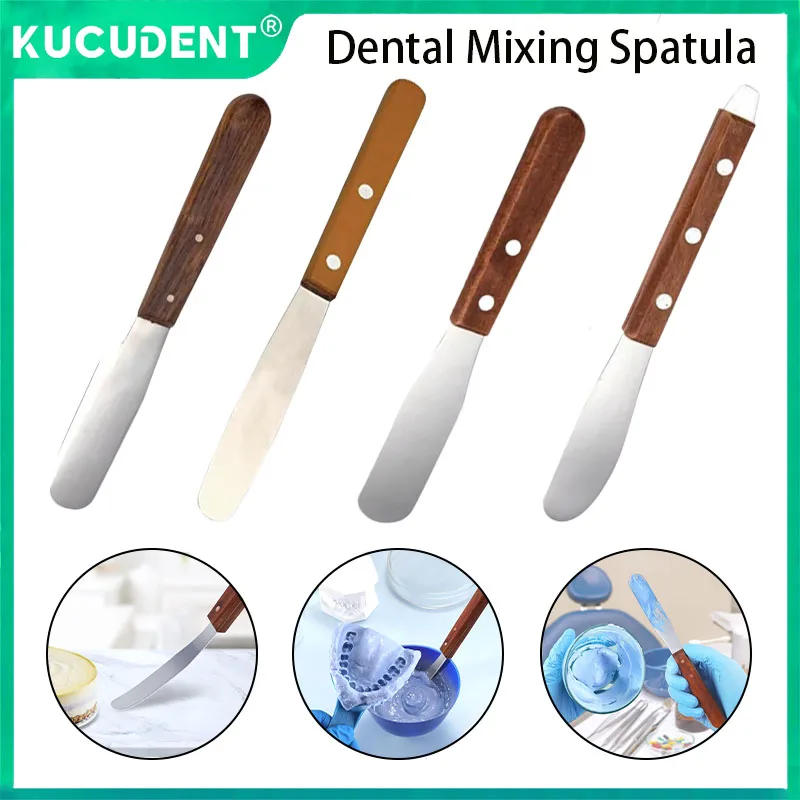 

Dental Plaster Spatula Alginate Mixing Knife Stainless Steel Wooden Handle for Cement Powder Mold Impression Material Lab Tools