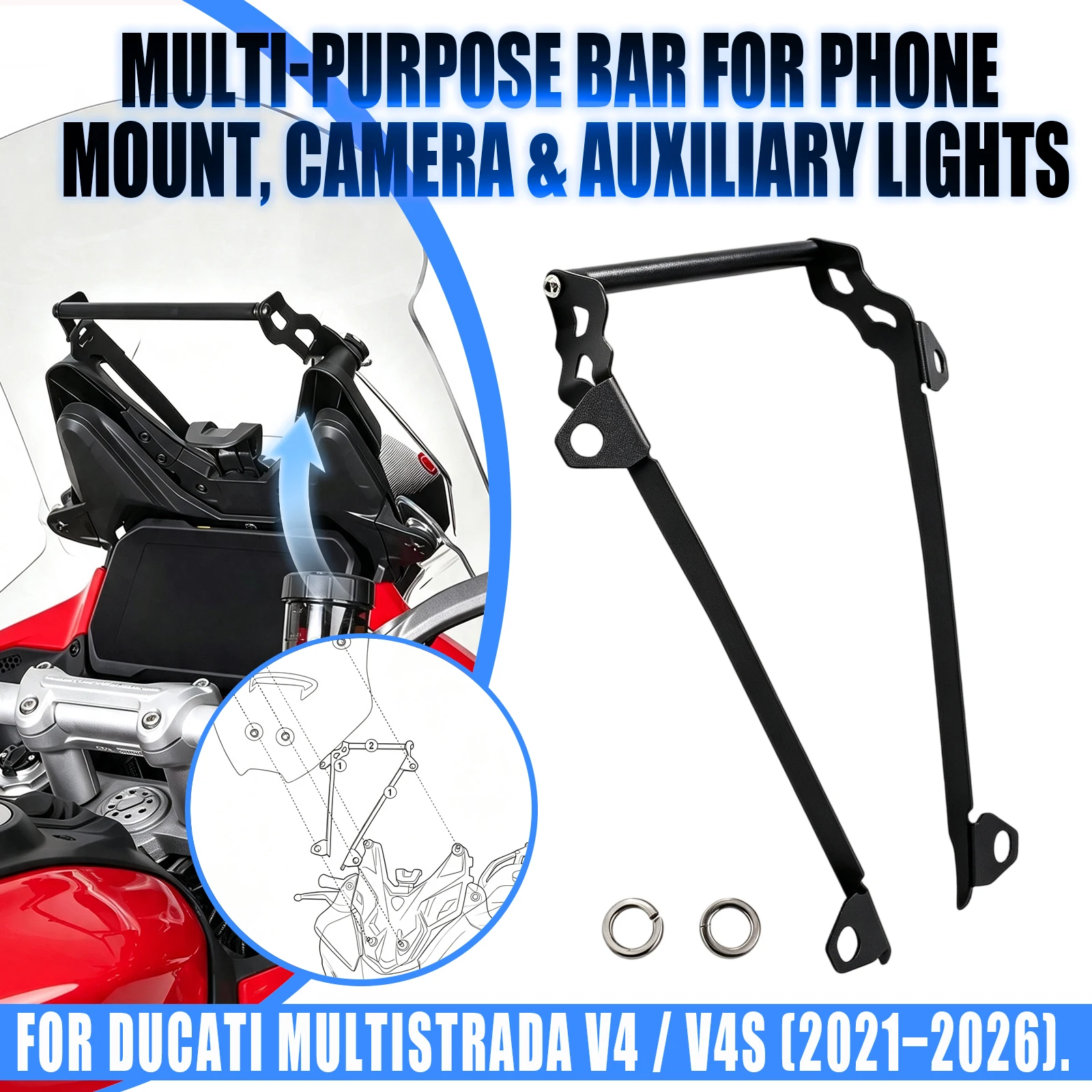 Motorcycle GPS Navigation Bracket For Ducati Multistrada V4 V4S 2021 2022 2023 2024 2025 2026 Mobile Phone Holder