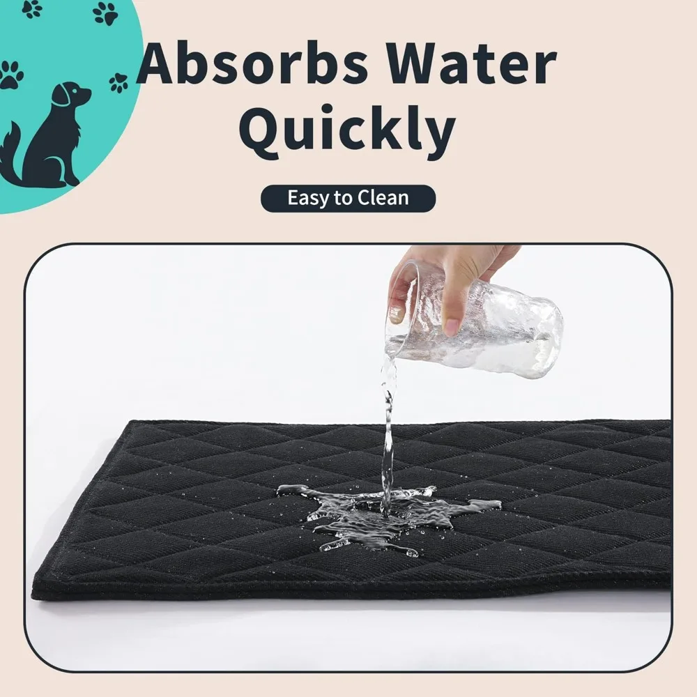 Indestructible Chew Proof Dog Bed, Machine Washable Quilted Mat for Medium Dogs, Black Kennel Pad 28x41 in