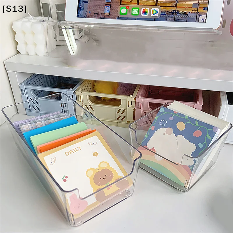 Acrylic  Box Transparent Desktop Organizer Large Capacity Stickers Box Subpackage Holder Desktop Stationery Storage Box[S13]