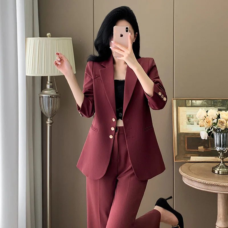 Creamy-white Suit Women2024Autumn New Elegant Socialite High Sense Casual Business Attire Formal Suit Work Clothes