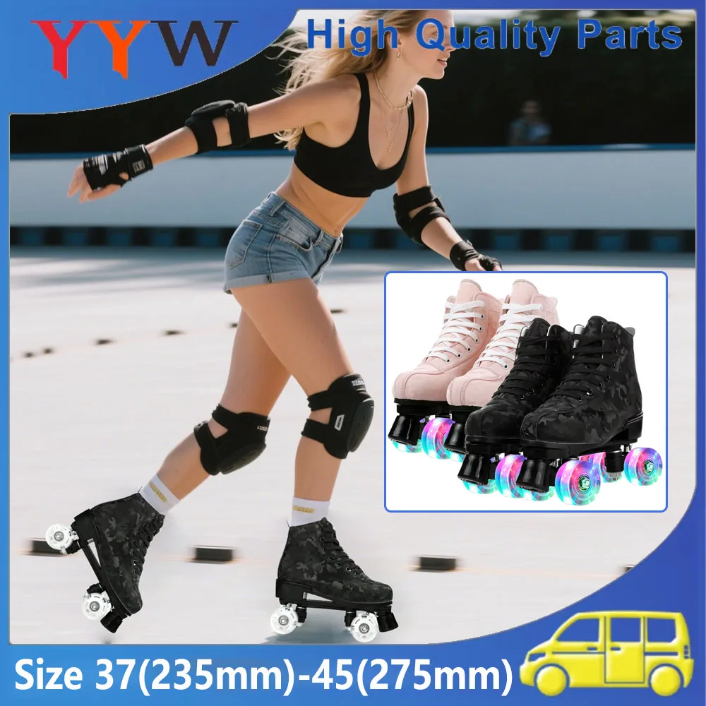 size-37-45-flashing-roller-skate-shoes-outdoor-sports-double-row-skates-4-wheels-skating-rink-training-adult-quad-sneakers-gift