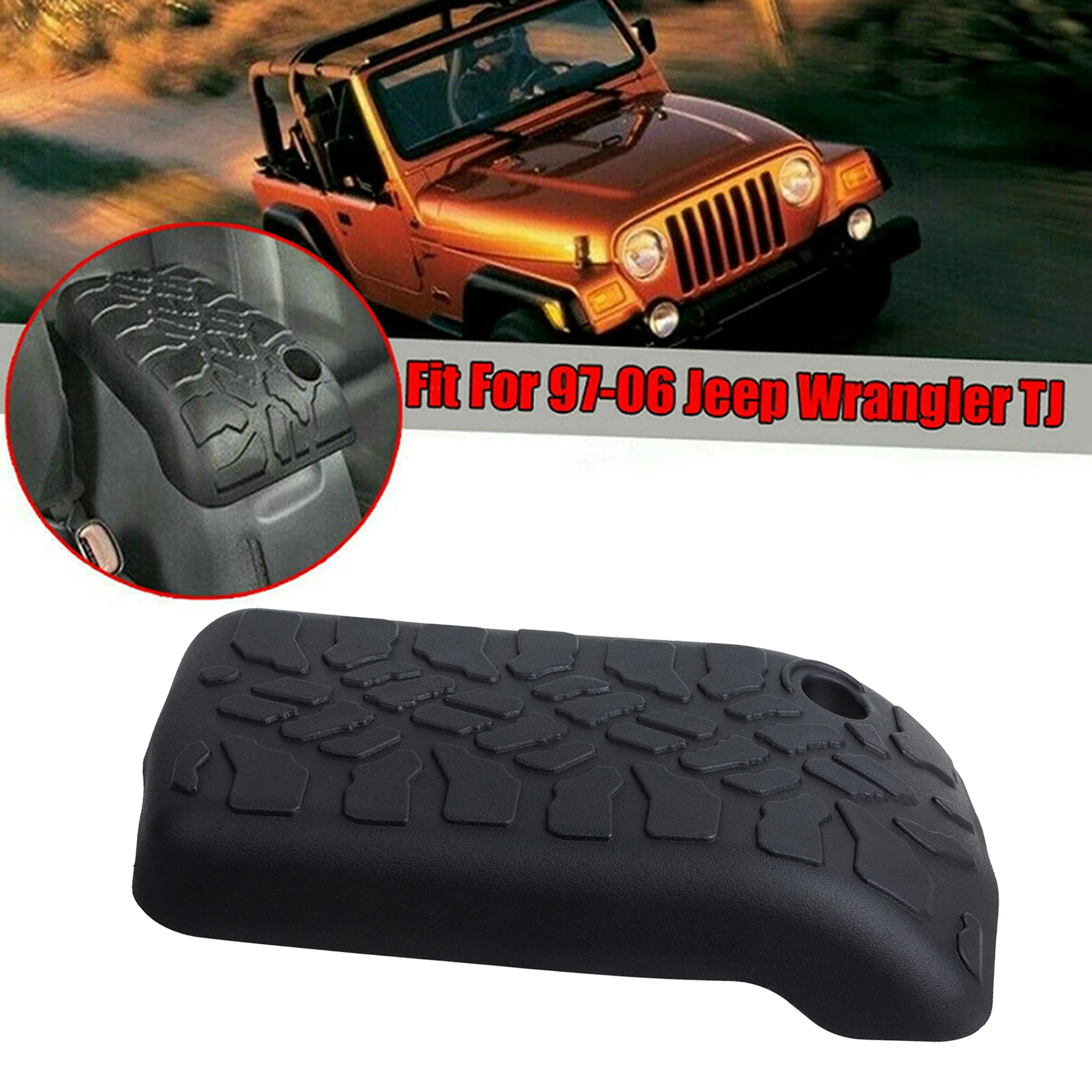 Tire Tread Center Console Armrest Pad Cover Cushion for Jeep Wrangler TJ 2001-2006 Off Road Arm Rest Mat Auto Accessories