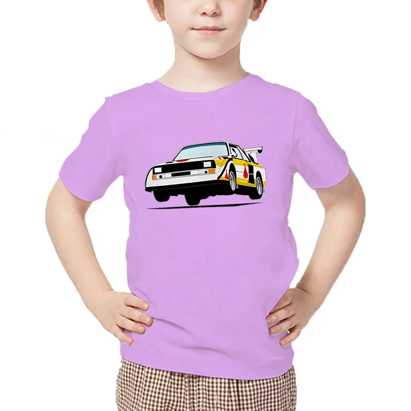 Group B Racing Classic Graphic T-shirt Kids Short sleeve Fun Summer Harajuku Shirt Group B Drift Car Cartoon Boy Cotton T-shirt