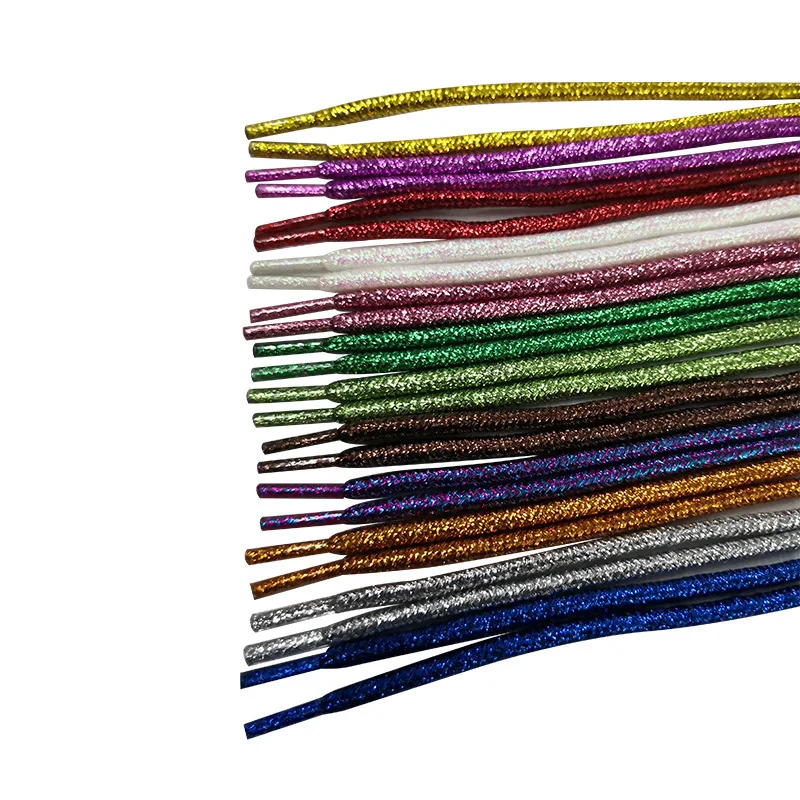 Fashion Glitter Gold Silver Thread Shoelaces Colorful Round Shoe laces for Athletic Running Sneakers Shoes Boot Shoelace Strings