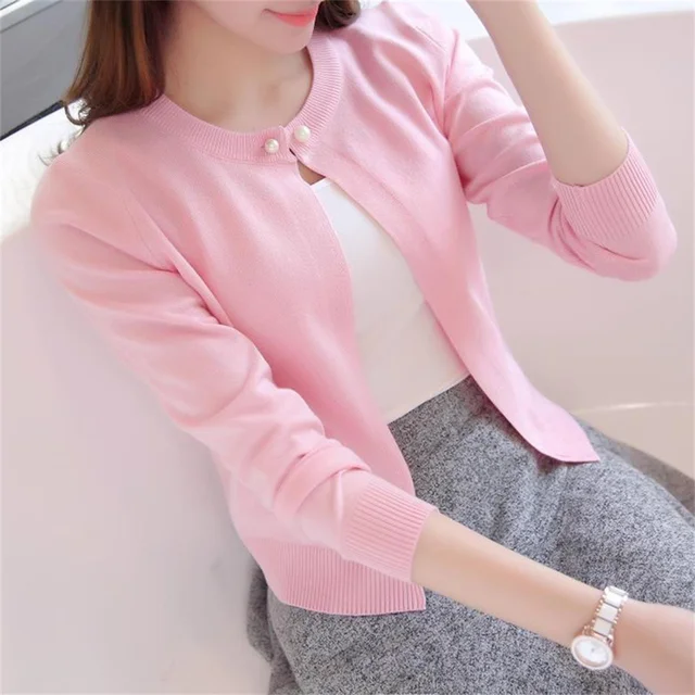 2024 Moda Damska Sweter Damski Kardigan Cienka Odzież wierzchnia Krótki Krótki Sweter z długim rękawem Mała Peleryna Blusa Feminina