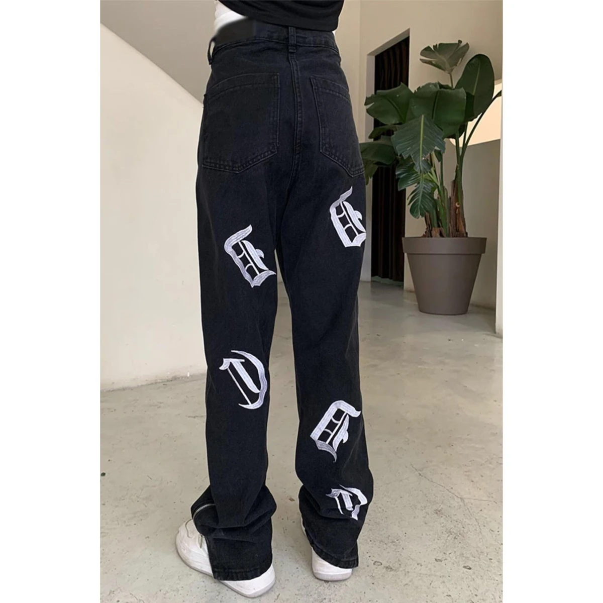

plus Size American High Street Denim Jeans Women's Spring Autumn New Design Slim Straight Wide Leg Long Pants Casual Cotton P...