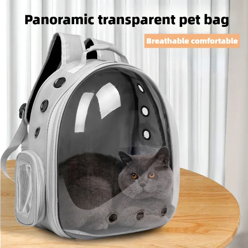 Transparent Cat Bag Portable Pet Backpack Space Capsule Cat Two Shoulders Bag Panorama Ventilation Portable Go Out Pet Supplies