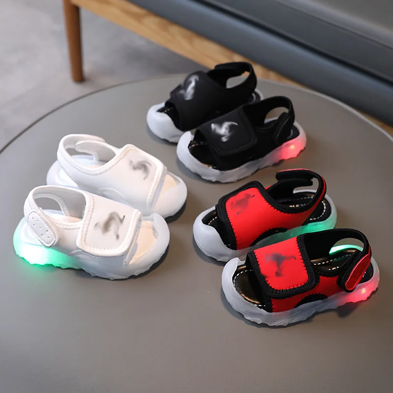 Children Kids Sport Sandals Baby Light Led Casual Slippers Boys Girls Lightweight Non Slip leather Running Beach Sandals 15-25