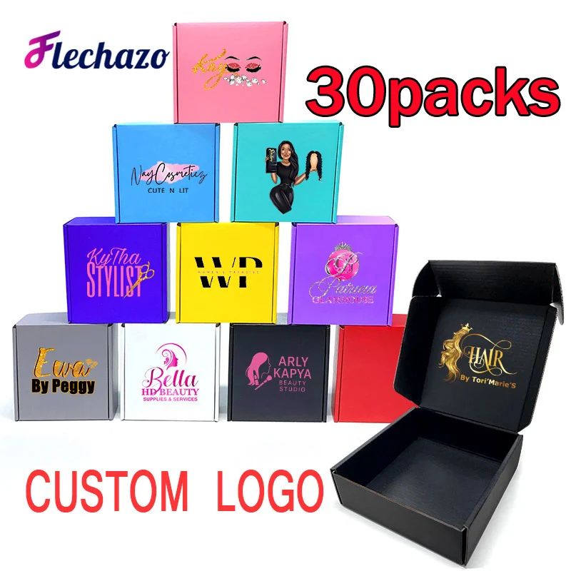 

Gift Box Customized Logo 30Pcs Gift Packing Box Wig Products Express Transport Box Kraft Paper Carton Boxes