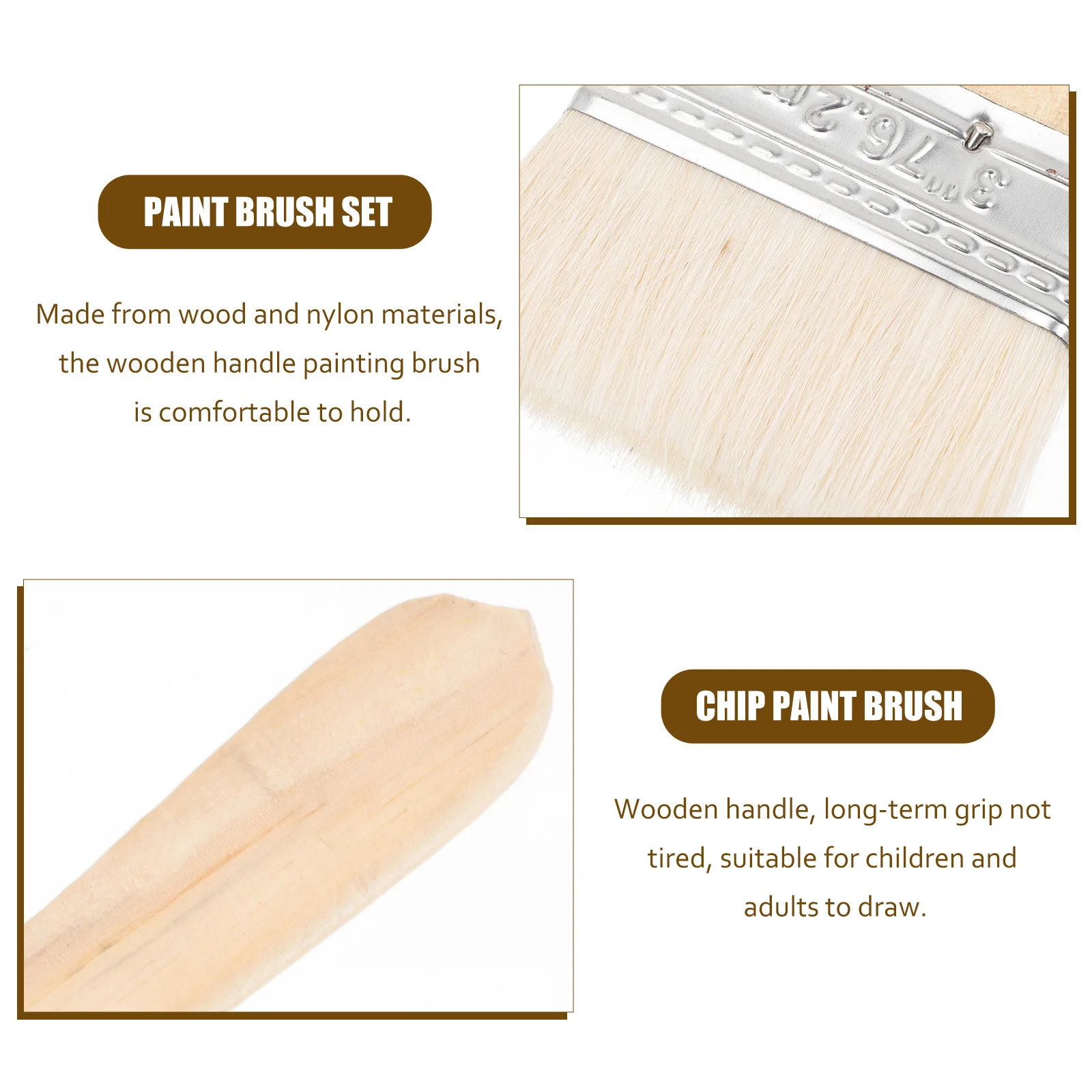 مجموعة فرش طلاء صوف مكونة من 8 قطع، شعيرات بمقبض خشبي متينة لأداة الرسم بالألوان المائية الزيتية على الحائط #1