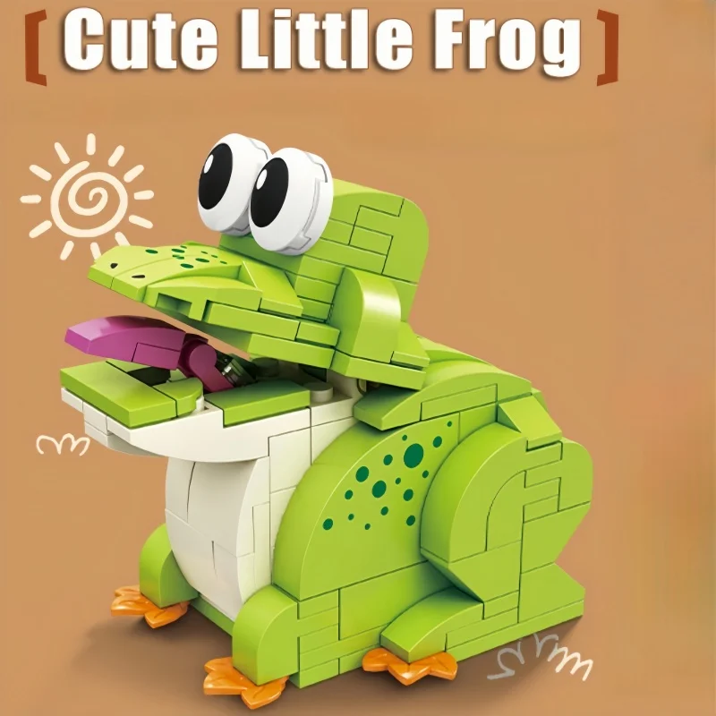 KNEW BUILT Katzen-Froschschlange, süßes Bausteinspielzeug mit Haustiermotiv, Geschenk – einfache Montage für die Entwicklung und Lernen von Kindern