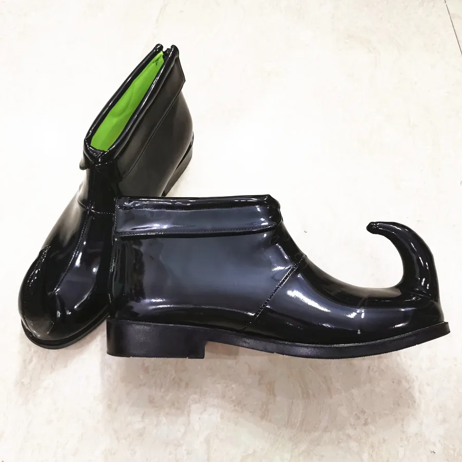 Black Cute Clown Boots For Men Pure Color For Children Adults Pointed Shoes Funny Joker Halloween Cosplay Carnival Party Favors