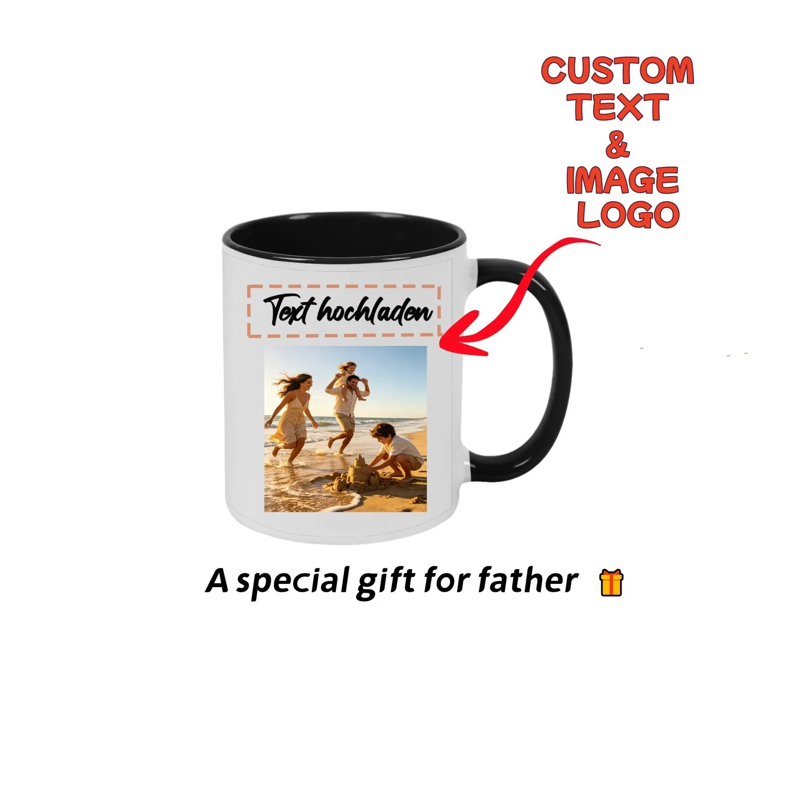 

Father's Day Custom Name & Picture Mug Unique Present Gift For Papa Family Dad