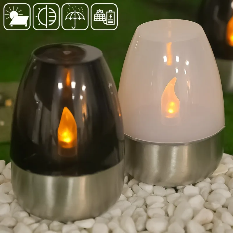 

3/1PCS Solar Candle Light LED Stainless Steel Lawn Night Light Outdoor Courtyard Garden Flameless Candle Waterproof Solar Lamp