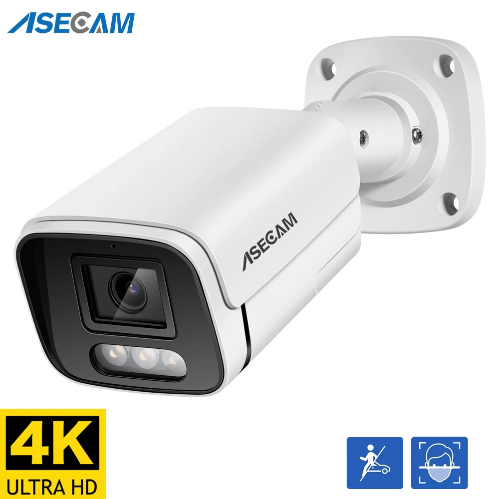 8MP 4K IP Camera Outdoor Ai Face Detection H.265 Onvif Bullet CCTV RTSP Color Night Vision 4MP POE Human Audio Security Camera