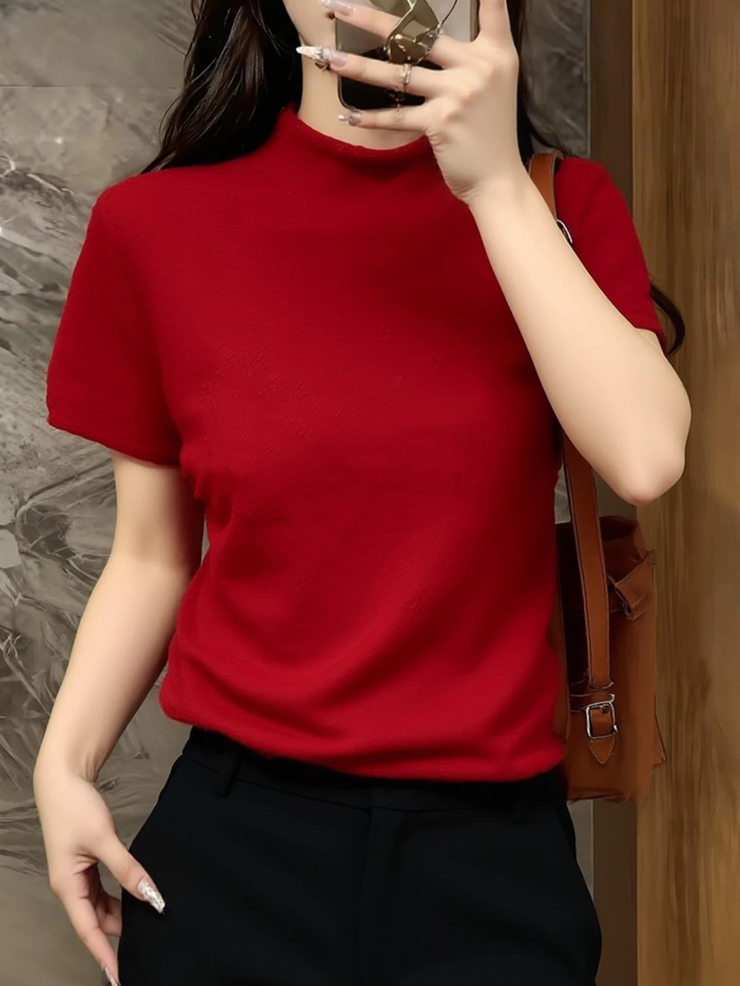 

Белый вязаный свитер с красными вставками, весна 2026, женский, модный, для повседневной носки, в корейском стиле, свободный крой, стандартный рукав