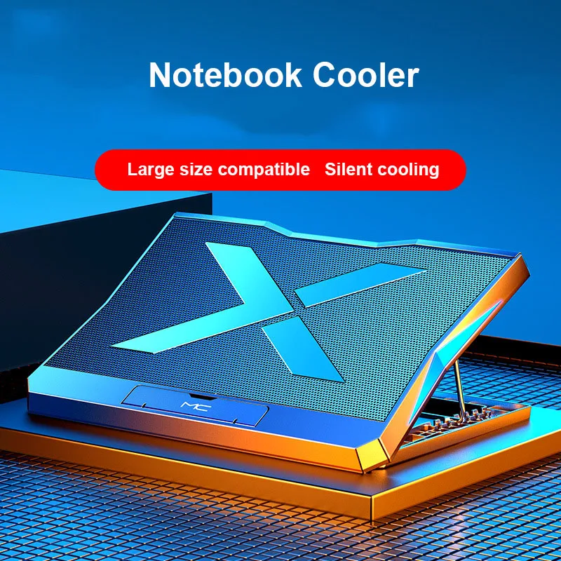 

Notebook Fan Gaming Laptop Cooler With Six Fans Adjustable Height Silent Cooling Pad Computer Stand For Laptops Below 15.6-inch