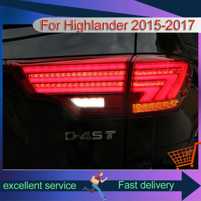 Car Styling For Toyota 2015-2021 Highlander Taillight Upgrade DRL Rear Lamp LED Dynamics Turn Signals Brake Auto Accessories