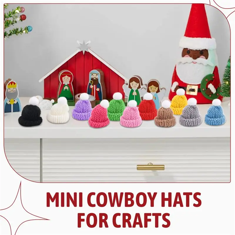 110PCS Mini Knitting Hats Christmas Mini Knitting Hats For Christmas Ornaments DIY Art And Craft-TFBC