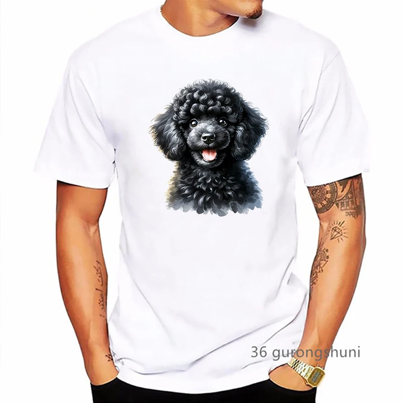 

Funny Black Poodle Puppy Animal Printed Tshirt Men Kawaii Dog Lover T Shirt Homme Harajuku Shirt Summer Fashion T-Shirt