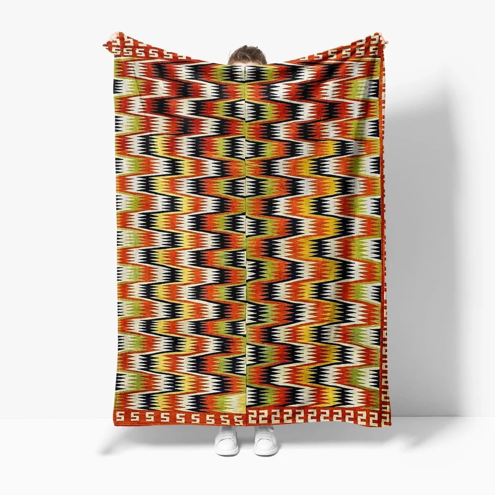 

Geometric Kilim Tribal Rug Cotton Wool Shaggy Blanket Throw Sofa Bed Home Decor Cushion Cover Gift