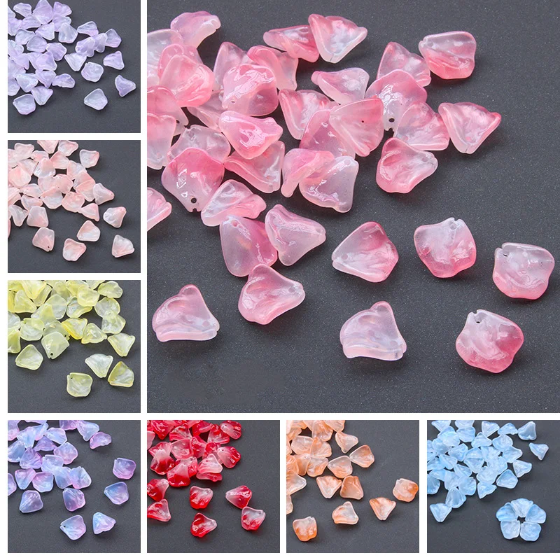 10pcs Floral Petal Shape 16mm Handmade Lampwork Glass Loose Pendants Beads For Jewelry Making DIY Flower Crafts Findings