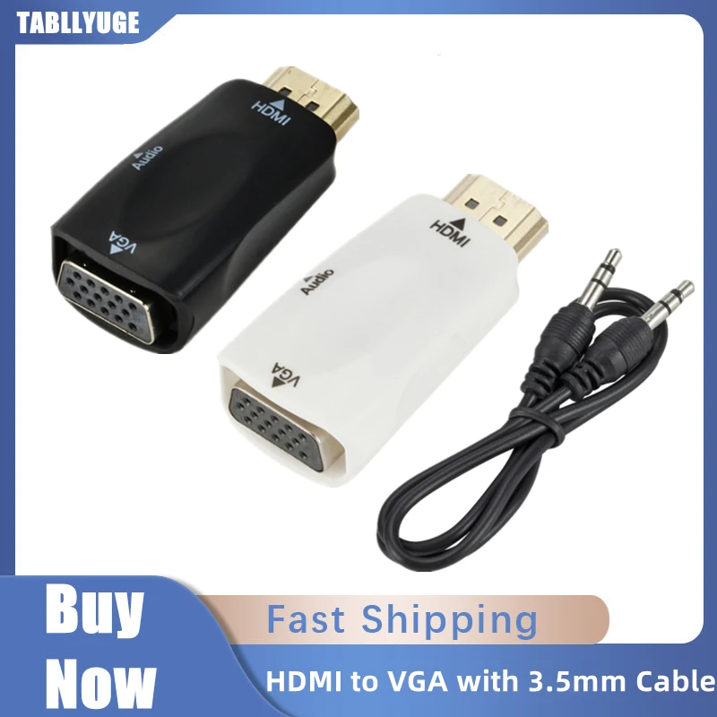 

1080P HDMI-compatible to VGA Cable Converter HD Male to Female Adapter 3.5mm Jack Audio for TV Box PC Laptop Display Projector
