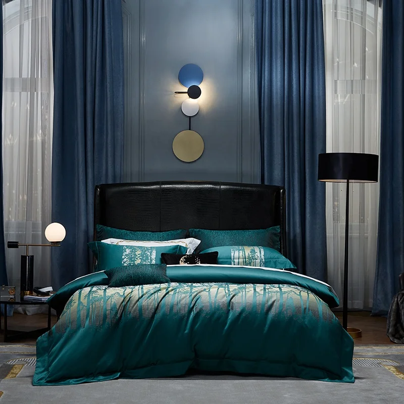 

High Quality Household Super Soft Jacquard Duvet Cover Pure Cotton Green Bedding Sets