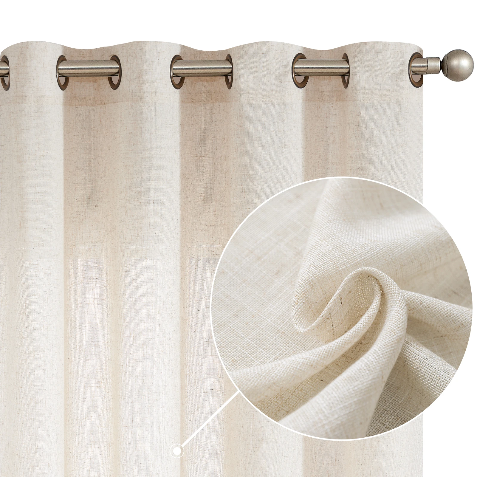 

JINCHAN Linen Curtains 84 Inch Length for Living Room Beige Farmhouse Flax Linen Curtains for Bedroom Light Filtering Curtains