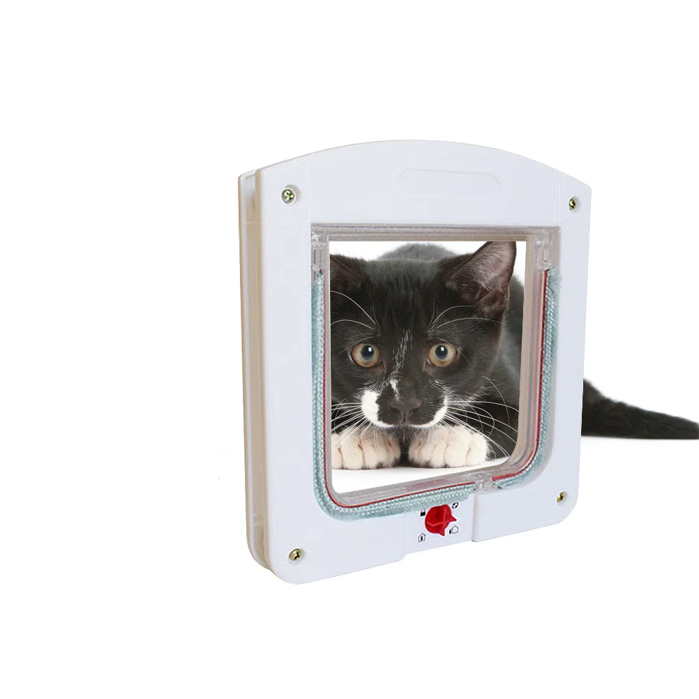 Controllable Pet Entry and Exit Window Cat Door Cat Safe Hole Window Cat Door Pet Supplies Size S White