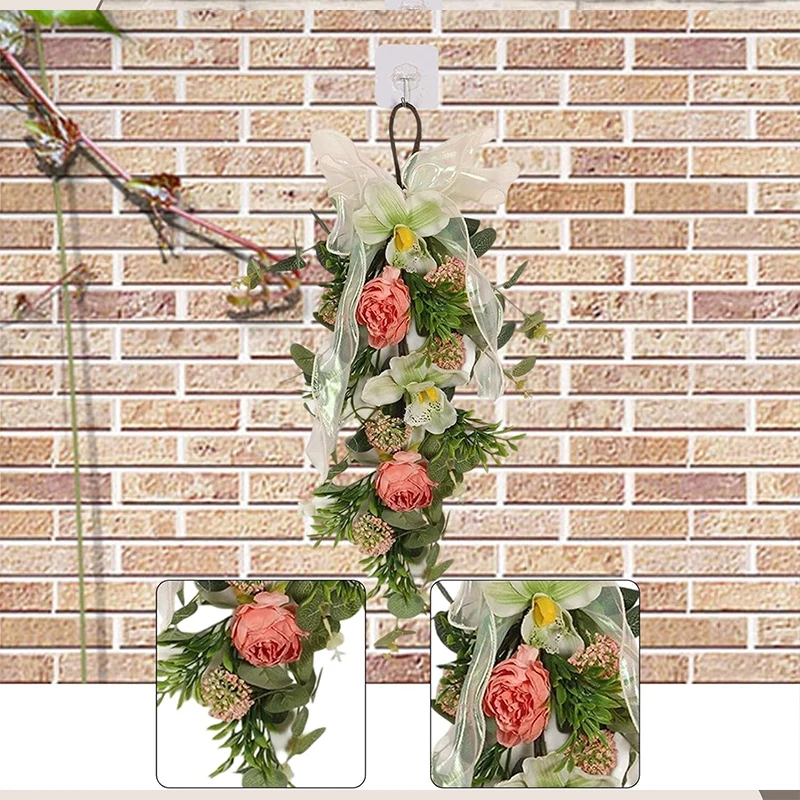 

Искусственный цветочный венок с подвесной петлей для декора, весенний венок для входной двери, украшение на день рождения, годовщину