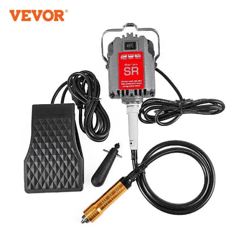 VEVOR 230W S-R Flex Shaft Mill w/ Foot Pedal 6.5mm Chuck Hanging Flexible Jewelry Polishing Machine Rotary Stone Carving Tool