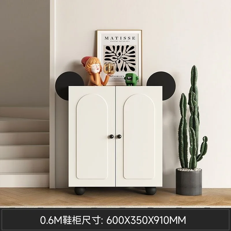 FOR Solid Wood Shoe Cabinet Household Door Locker Entrance Entrance Retro Black Shoe Cabinet