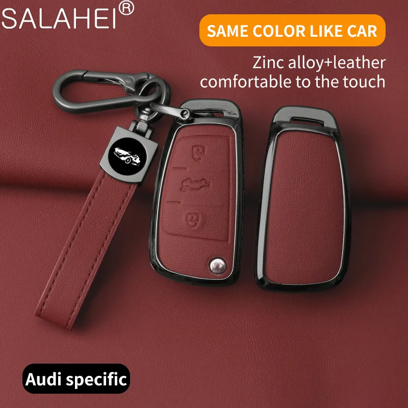 Leather Car Key Case Cover Protect Shell For Audi A1 A3 A6 A6L Q2 Q3 Q7 TTS R8 S6 RS3 Key Protection Shell Fob Car Accessories