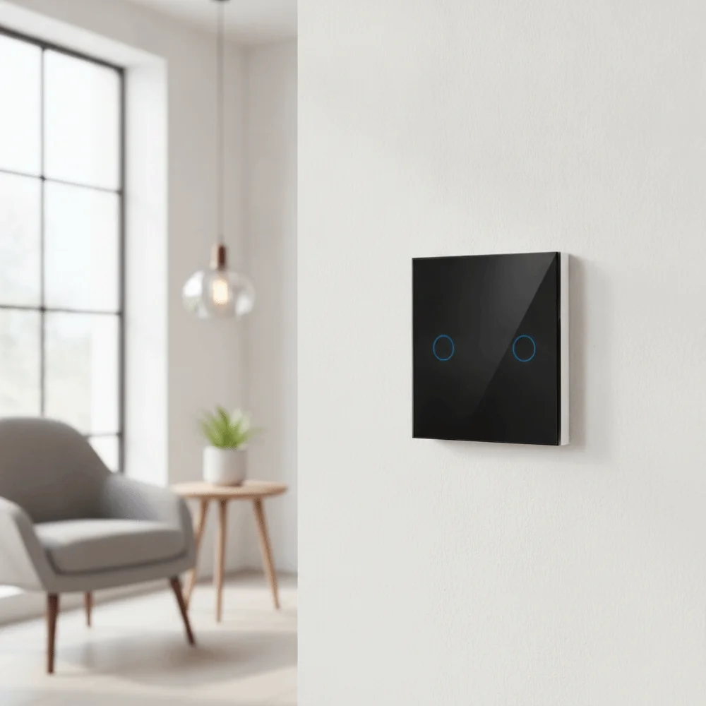 EU Standard Touch Sensor Switch 1/2/3 Gang Glass Panel Smart Switch LED Backlight No Neutral Wire Touch Panel Switch