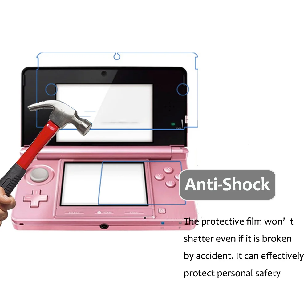 2 pces à prova de explosão protetor de tela para nintendo 3ds hd clear pet game console à prova de água filme protetor de tela não vidro