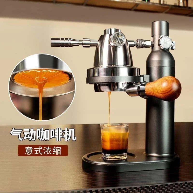 Stainless steel grinder pressure pump pressure instant hotel latte art teapot pneumatic coffee machine hand grind