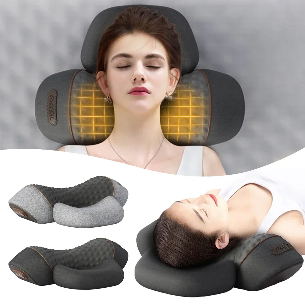 Electric Neck Massage Pillow Heated Vibrating-Shiatsu Masager for Pain Relief Cervical Orthopedic Pillow