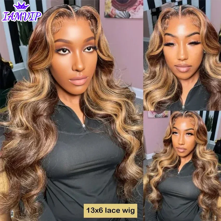 16 40 Inch 427 Pinao Highlight Colored Ombre Blonde Body Wave Wig 13x4 13x6 Hd Transparent Lace Frontal Human Hair Wig for Women