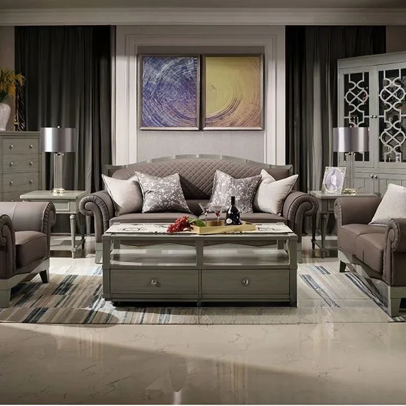 Meubles de meuble TV de luxe en chêne léger de salon d'impression de Morrie américaine