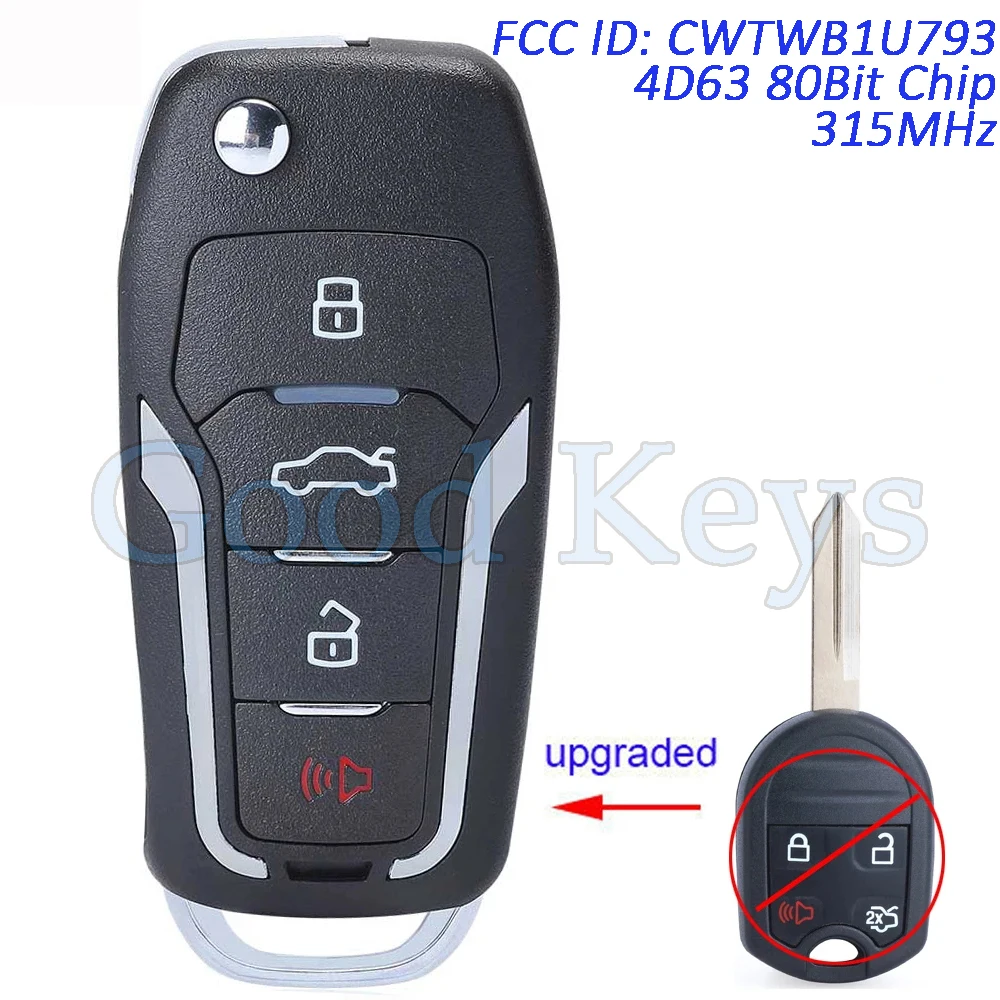 KEYECU CWTWB1U793 Upgraded Remote Key Fob for Ford Taurus Edge Escape Expedition Explorer Flex Focus Fusion Mustang 315MHz 4D63