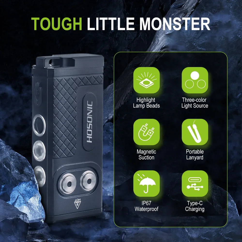 HOSONIC D16 2060LM Ultra Bright LED Flashlight Dual Lamp Magnetic Type-C Rechargeable Waterproof Outdoor Camping Portable Torch